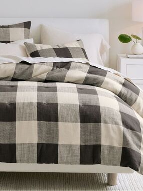 Pottery Barn Buffalo Check Duvet Cover - Black & Cream
